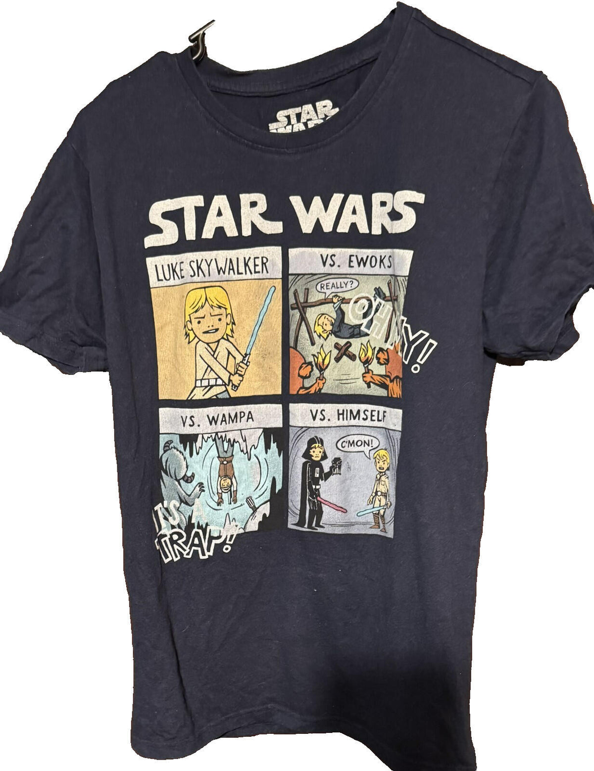 Star Wars Logo Animated Luke Skywalker T Shirt Men Sz M Blue