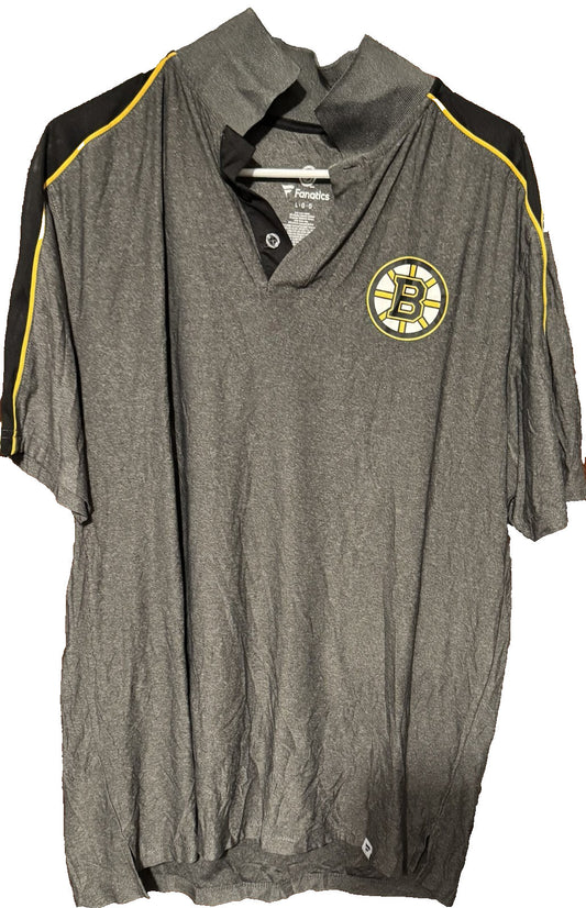 Boston Bruins Fanatics Polo Shirt Gray Men's Sz L