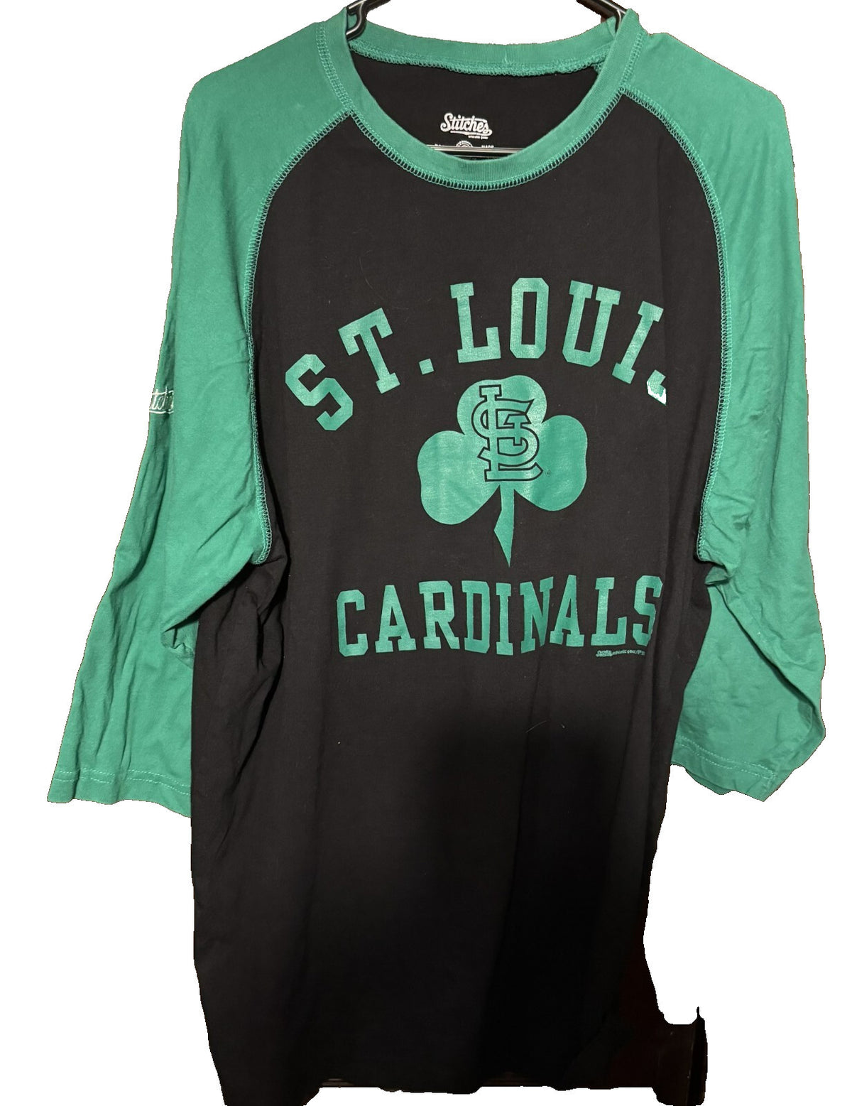 St. Louis Cardinals St. Pats Stitches T-Shirt Size XL Black