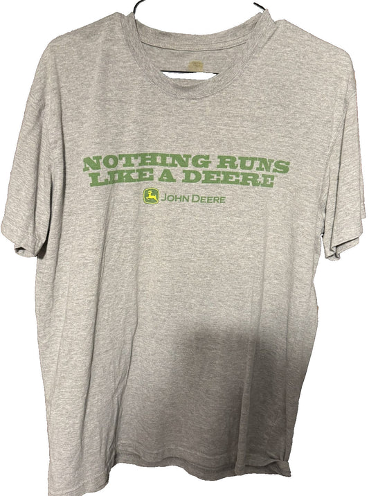 John Deere Vintage Logo T-Shirt Men Sz L Gray