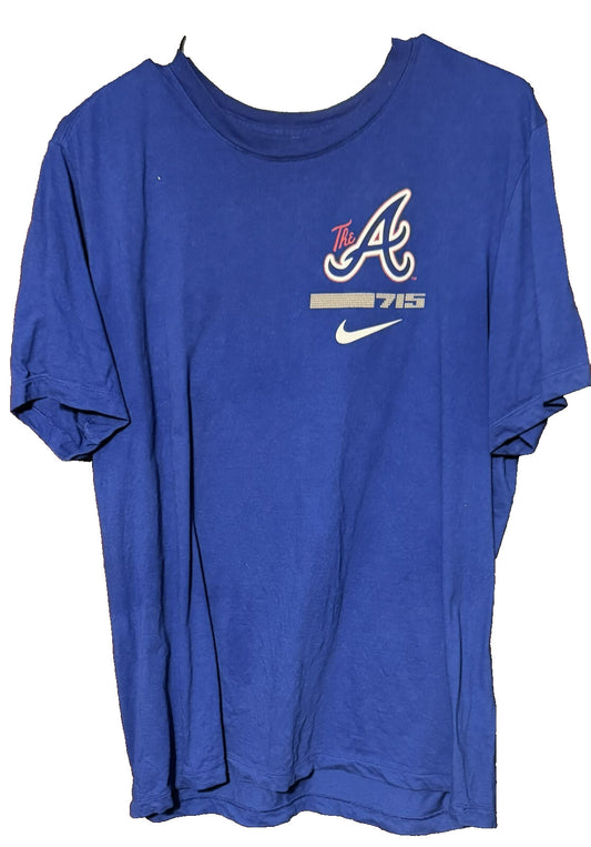 Atlanta Braves Nike Hank Aaron 715 Home Run T-Shirt Men's Sz L Blue