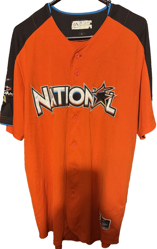 2017 All Star Game Majestic Jersey Miami Marlins Men's Sz XXL ? Orange