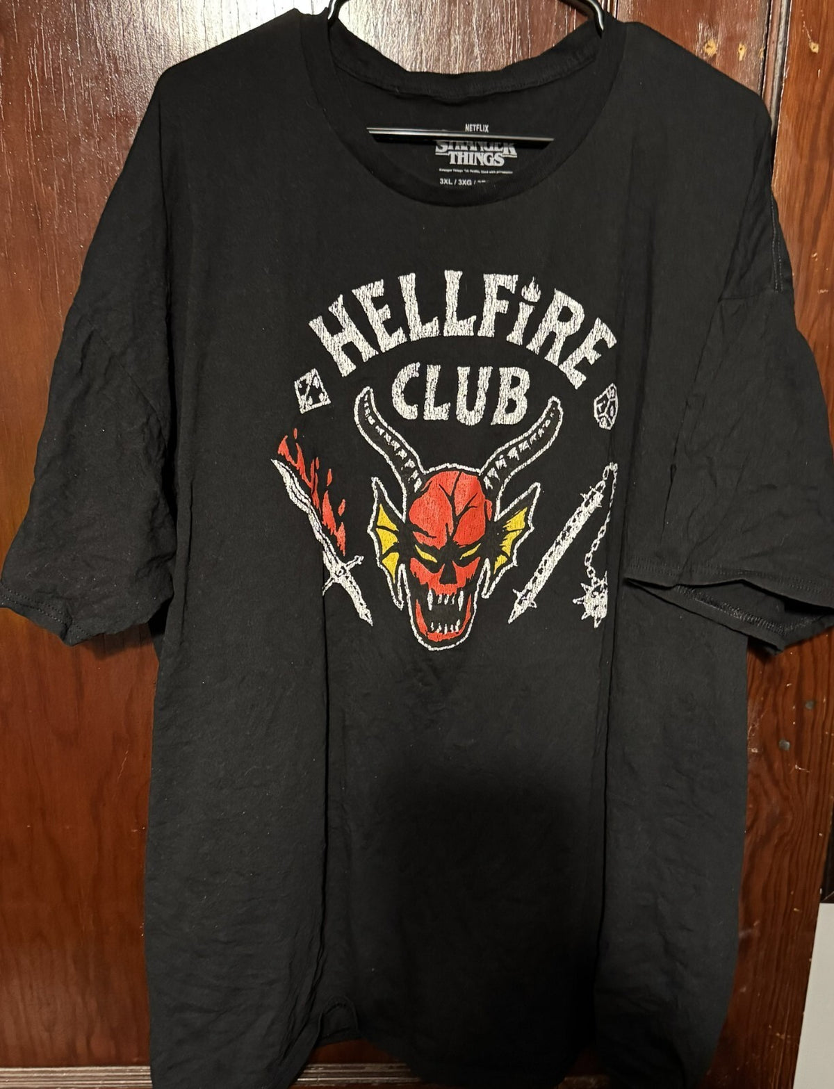 Stranger Things Hellfire Club T-Shirt Black Men's Size 3XL
