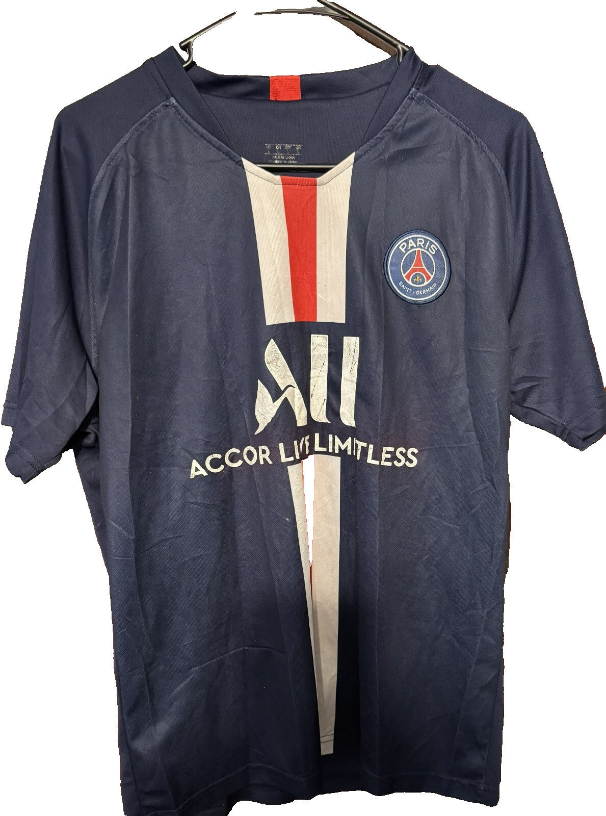 Paris St. Germain Men's Soccer jersey, Size L Blue/Red