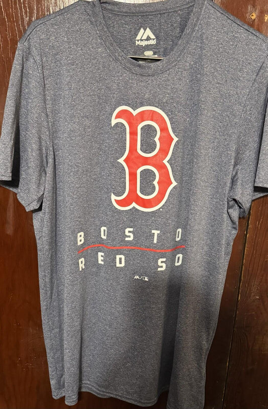 Boston Red Sox Majestic Short Sleeve Tee Men's L Gray MLB