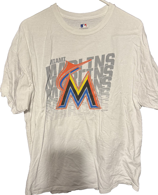 Miami Marlins Short Sleeve White T-Shirt Men's Size XL MLB