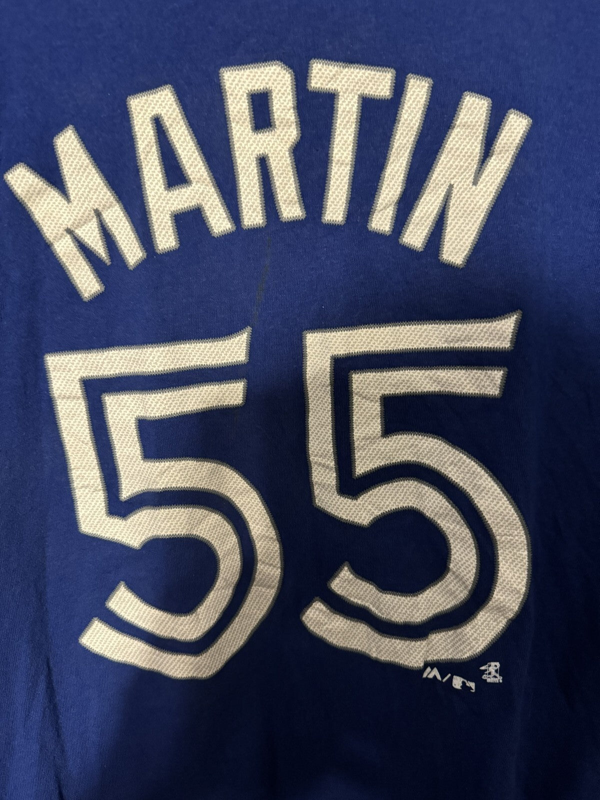 Toronto Blue Jays Russell Martin #55 Majestic Player Tee Men's Size L Blue