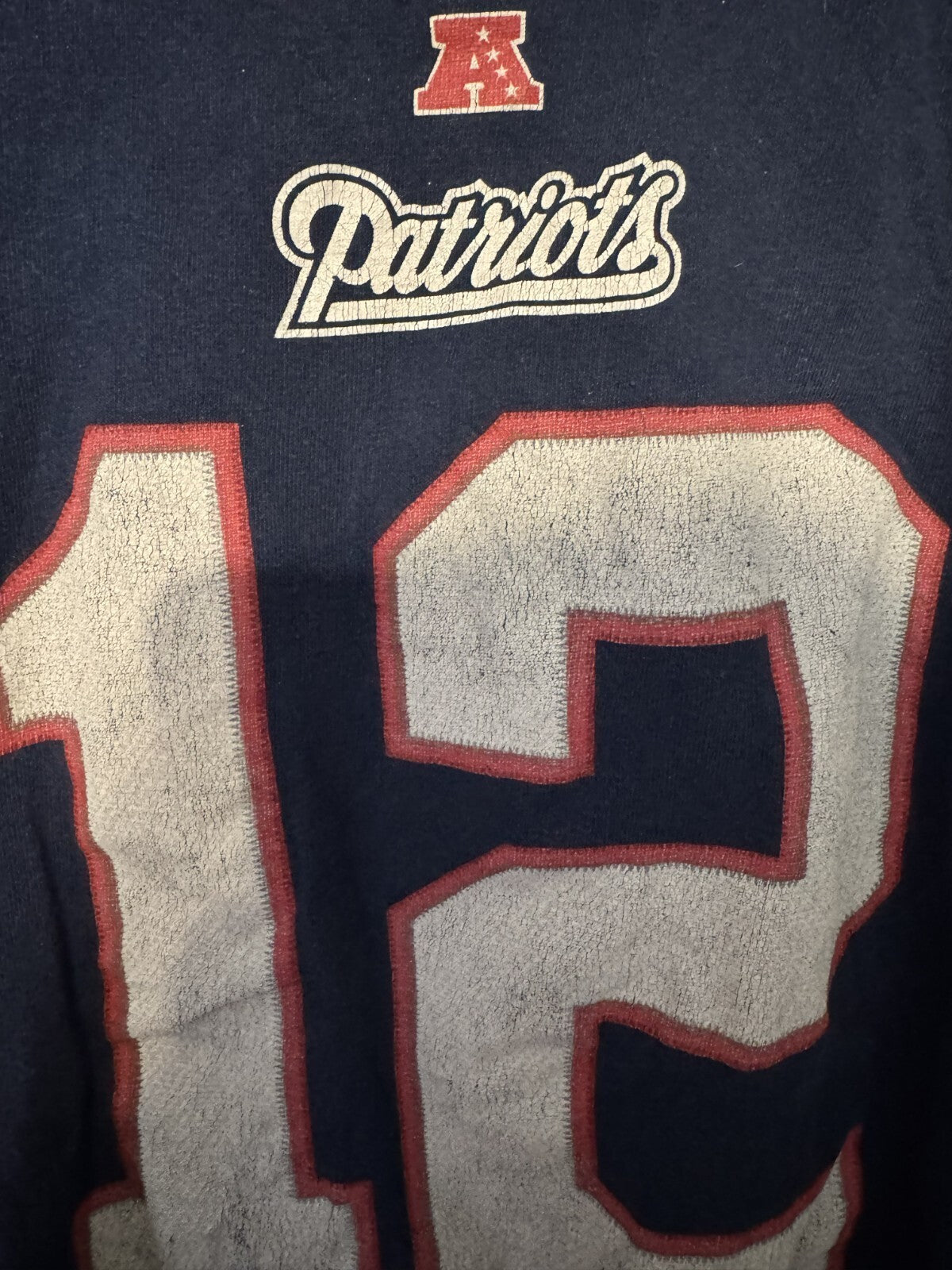 New England Patriots Tom Brady #12 Player Tee Men M Blue