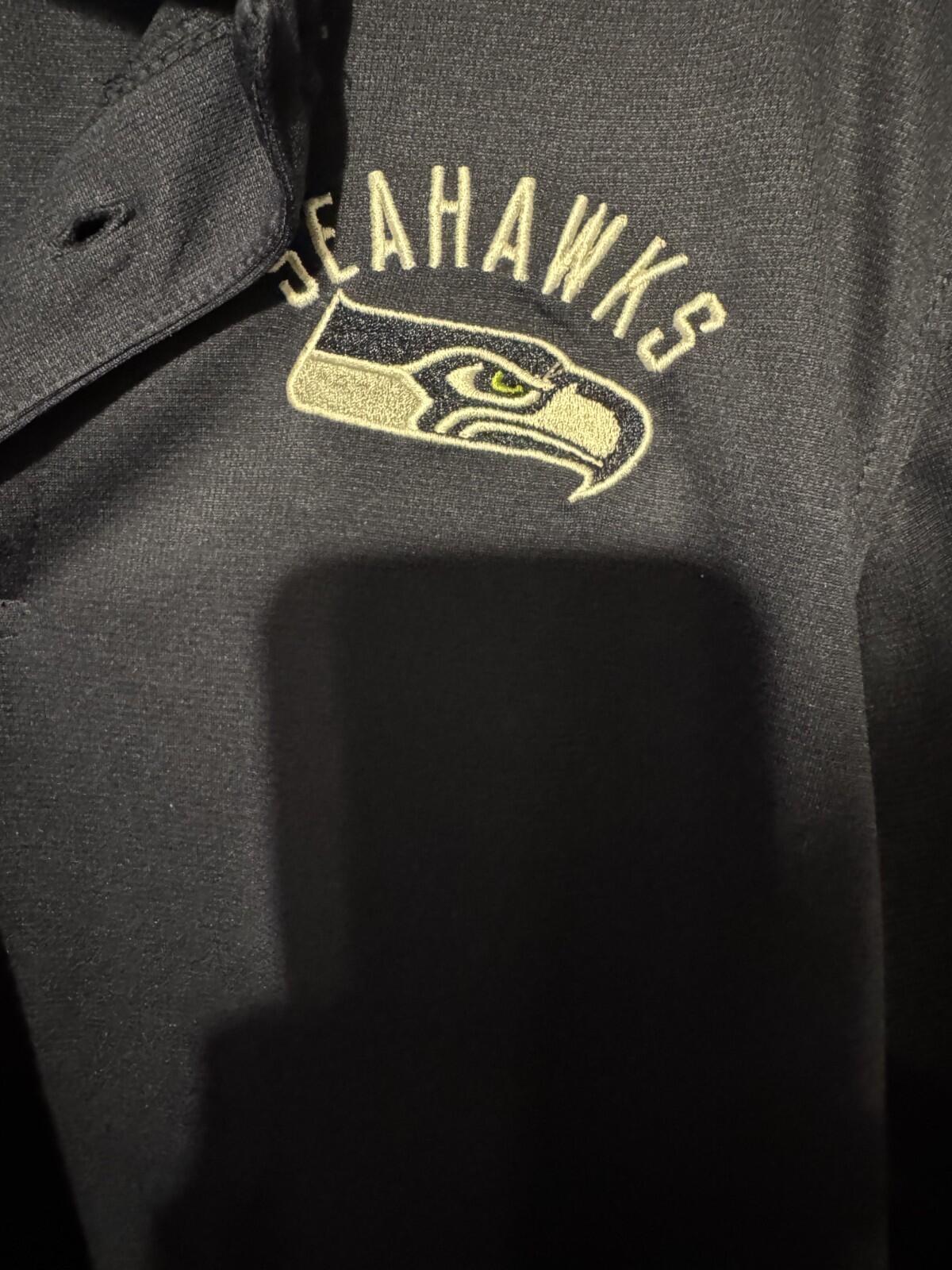 Seattle Seahawks Logo S/S Polo Men Size L Blue