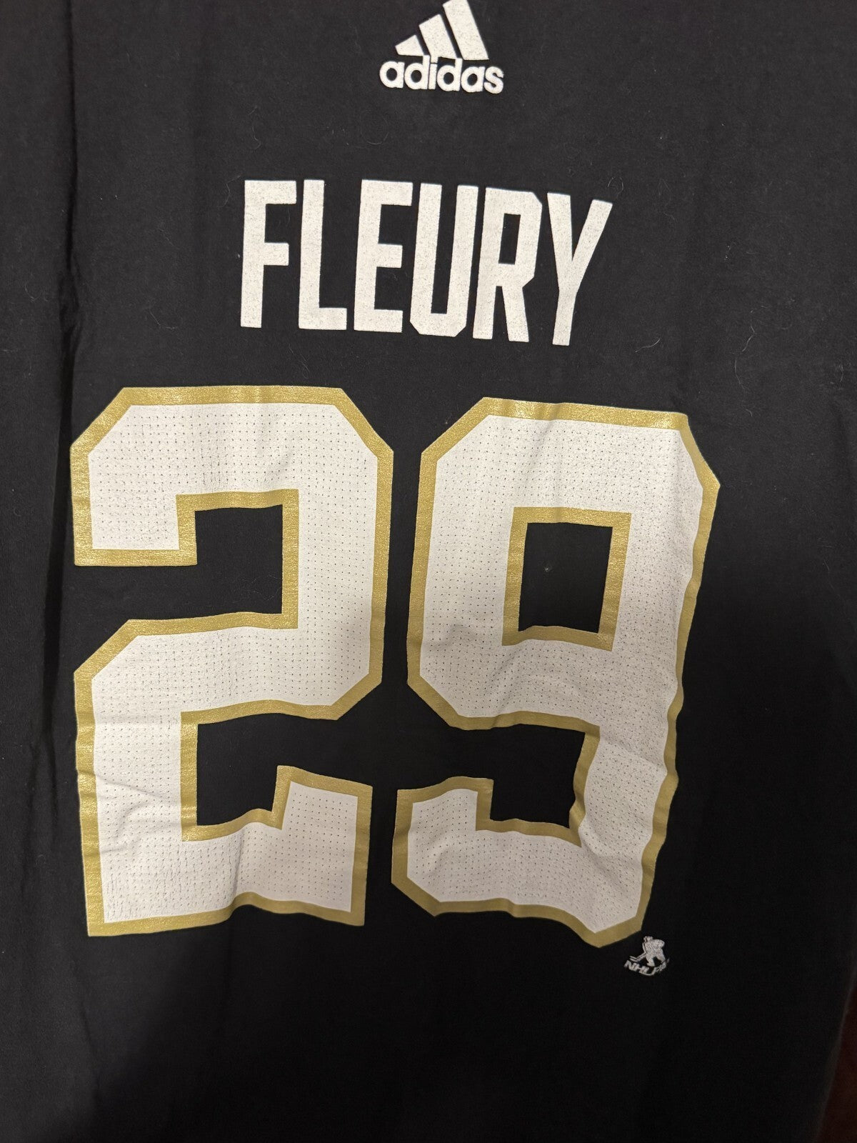 Vegas Golden Knights Marc-Andre Fleury Adidas Black Tee Men sz L