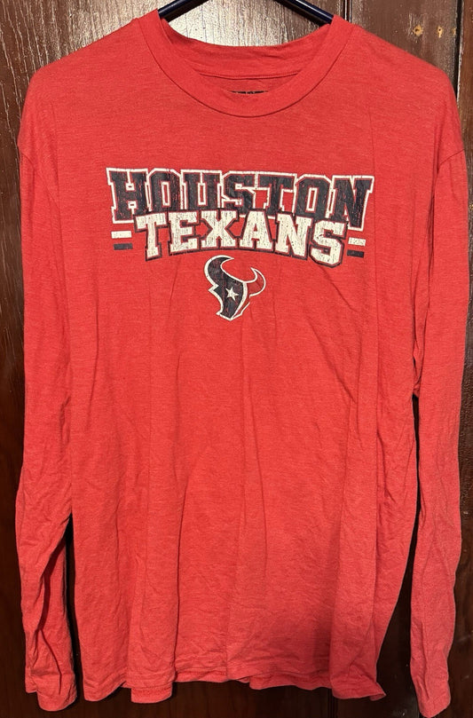 Houston Texans Long Sleeve Tee Shirt Red Size Men's Size XL