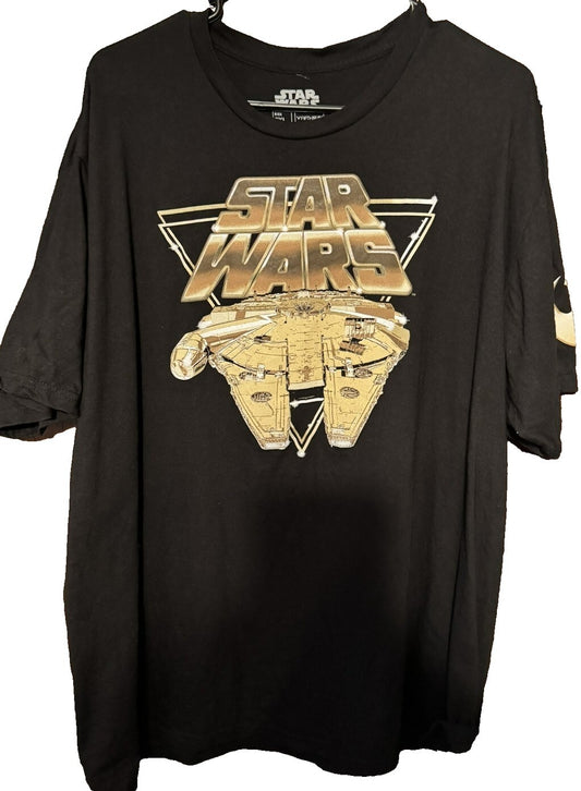 Star Wars Logo Millennium Falcon T-Shirt Men Size XXL Black