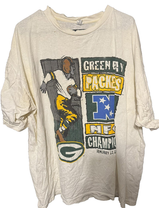 Green Bay Packers Starter 1997 NFC Champs T-Shirt White Men Sz XL