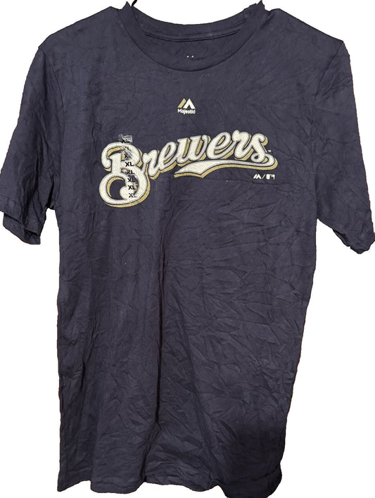 Milwaukee Brewers Majestic Kid's Size XL T-Shirt Blue New With Tags