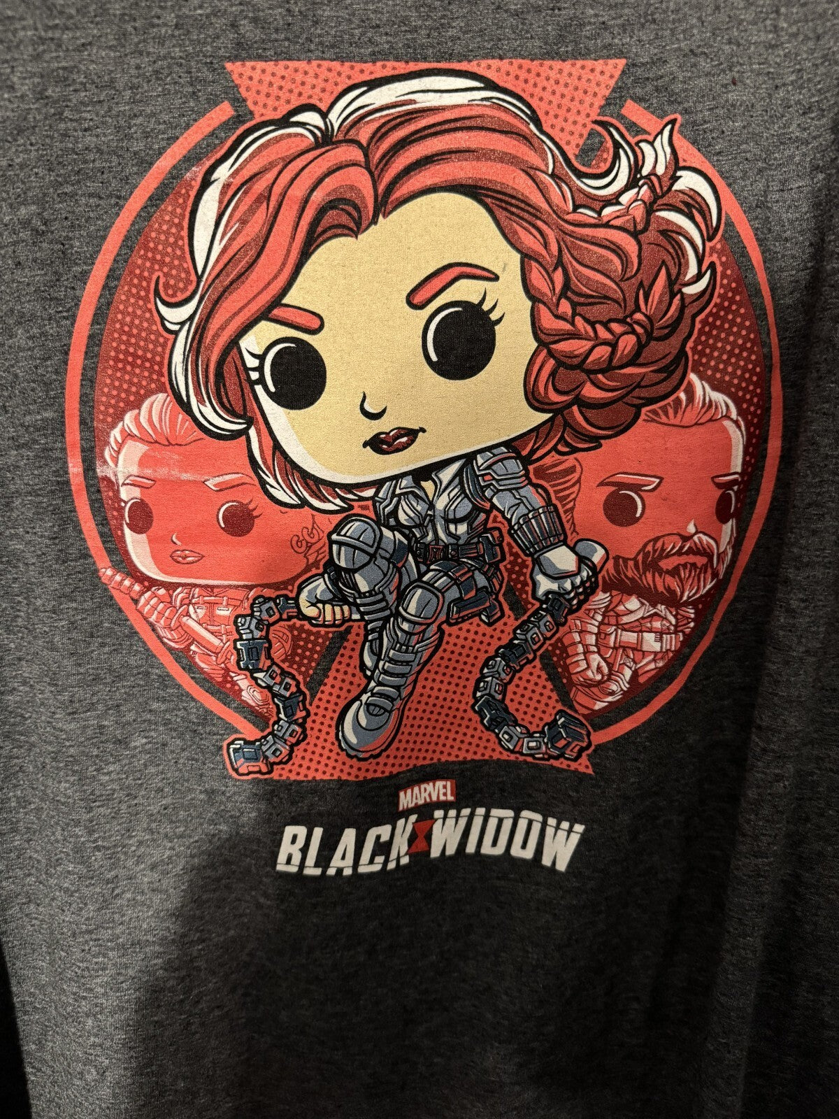 Black Widow Marvel Avengers Funko Pop Tee Men Sz L Gray