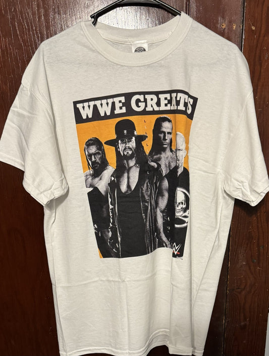 WWE Greats Wrestling HHH HBK Stone Cold Undertaker T-Shirt Men's Sz L White NWOT