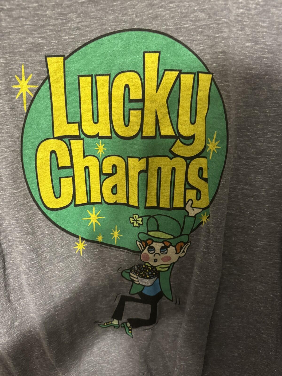 Lucky Charms Cereal Logo Tee Shirt Men Size XL Gray