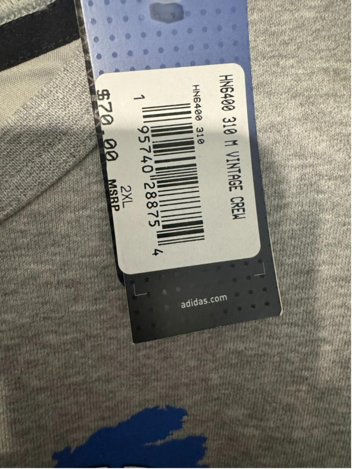 St Louis Blues Adidas Reverse Retro Sweatshirt Men's 2XL Gray NEW WITH TAGS