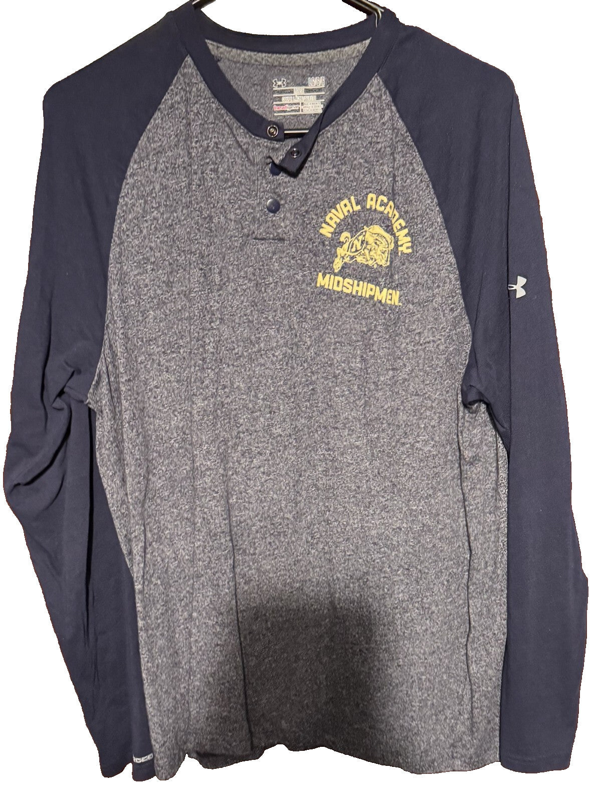 United States Naval Academy Under Armour Men's Henley Size L Blue US Military