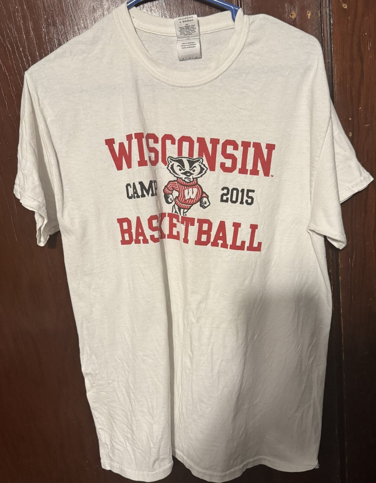 Wisconsin Badgers Vintage Basketball Camp Tee Men Sz M White