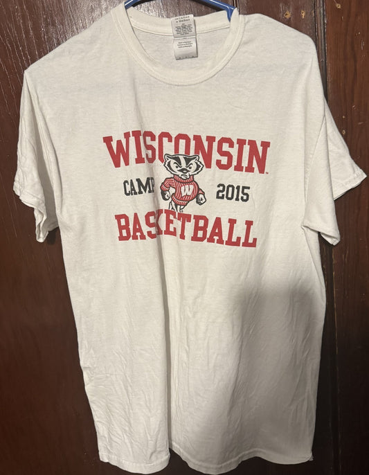 Wisconsin Badgers Vintage Basketball Camp Tee Men Sz M White