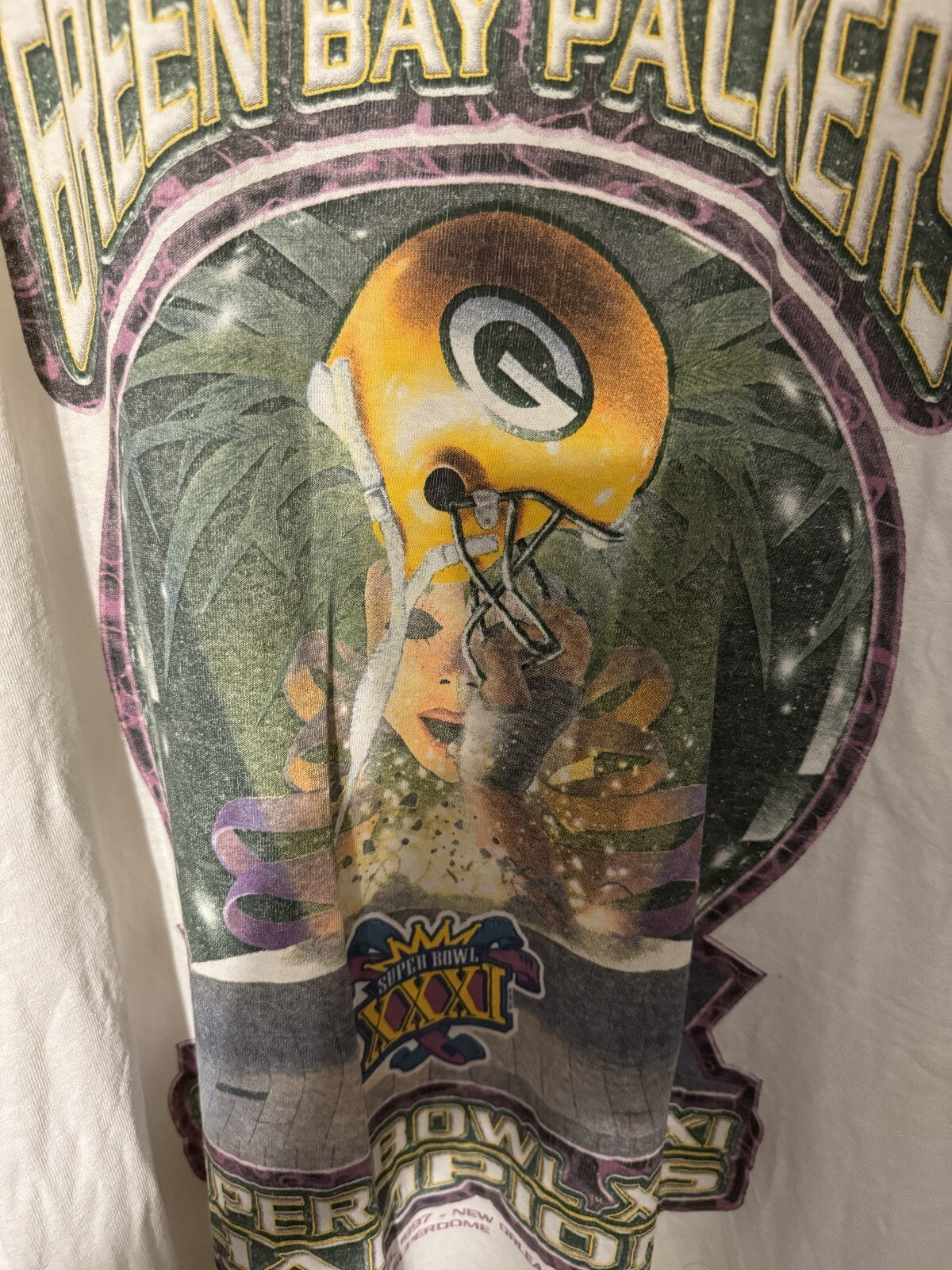 Green Bay Packers Vintage Starter Super Bowl XXXI Champs T-Shirt White Men Sz XL