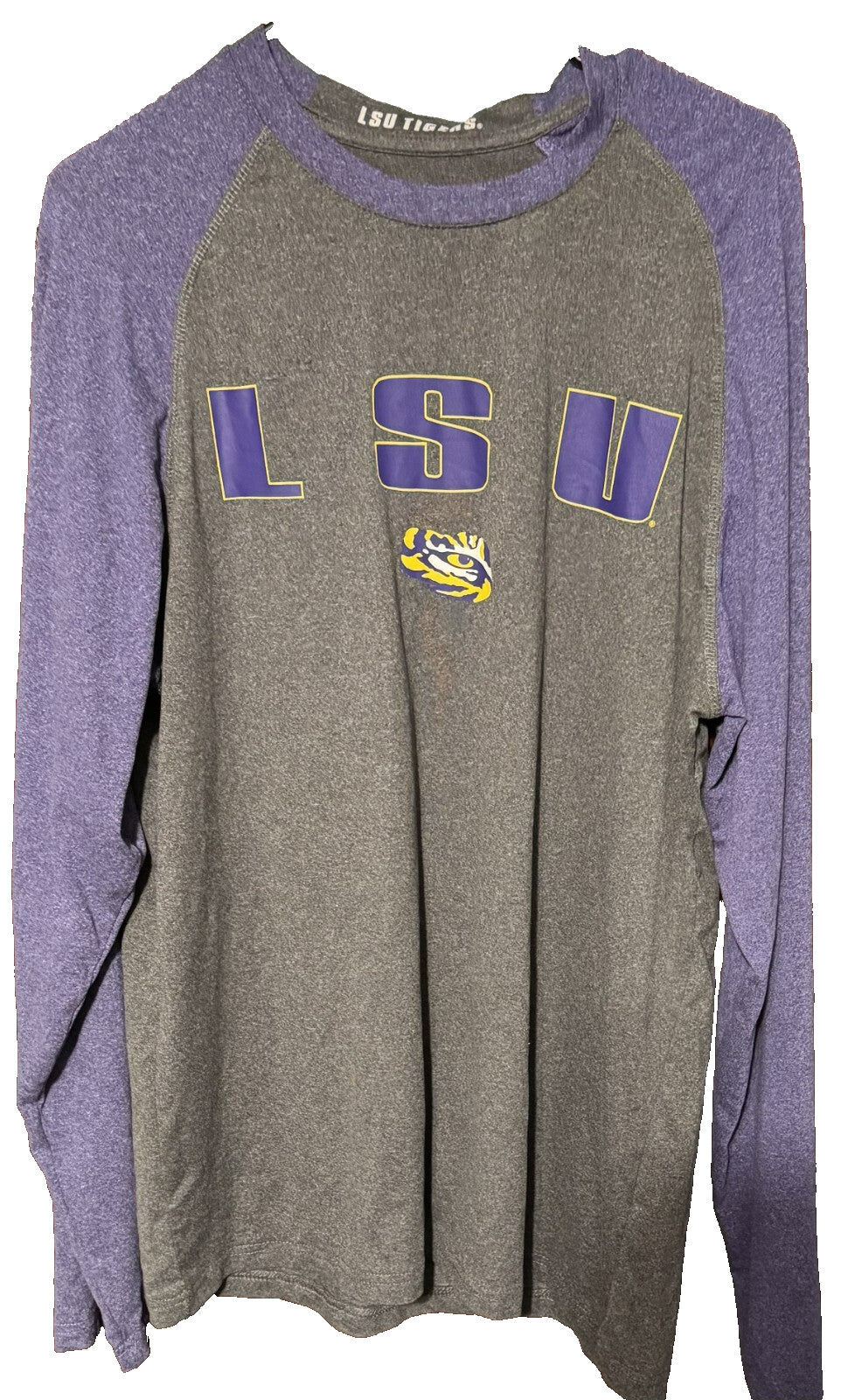 LSU Raglan Long Sleeve Tee Colosseum vintage Men's Sz L Gray