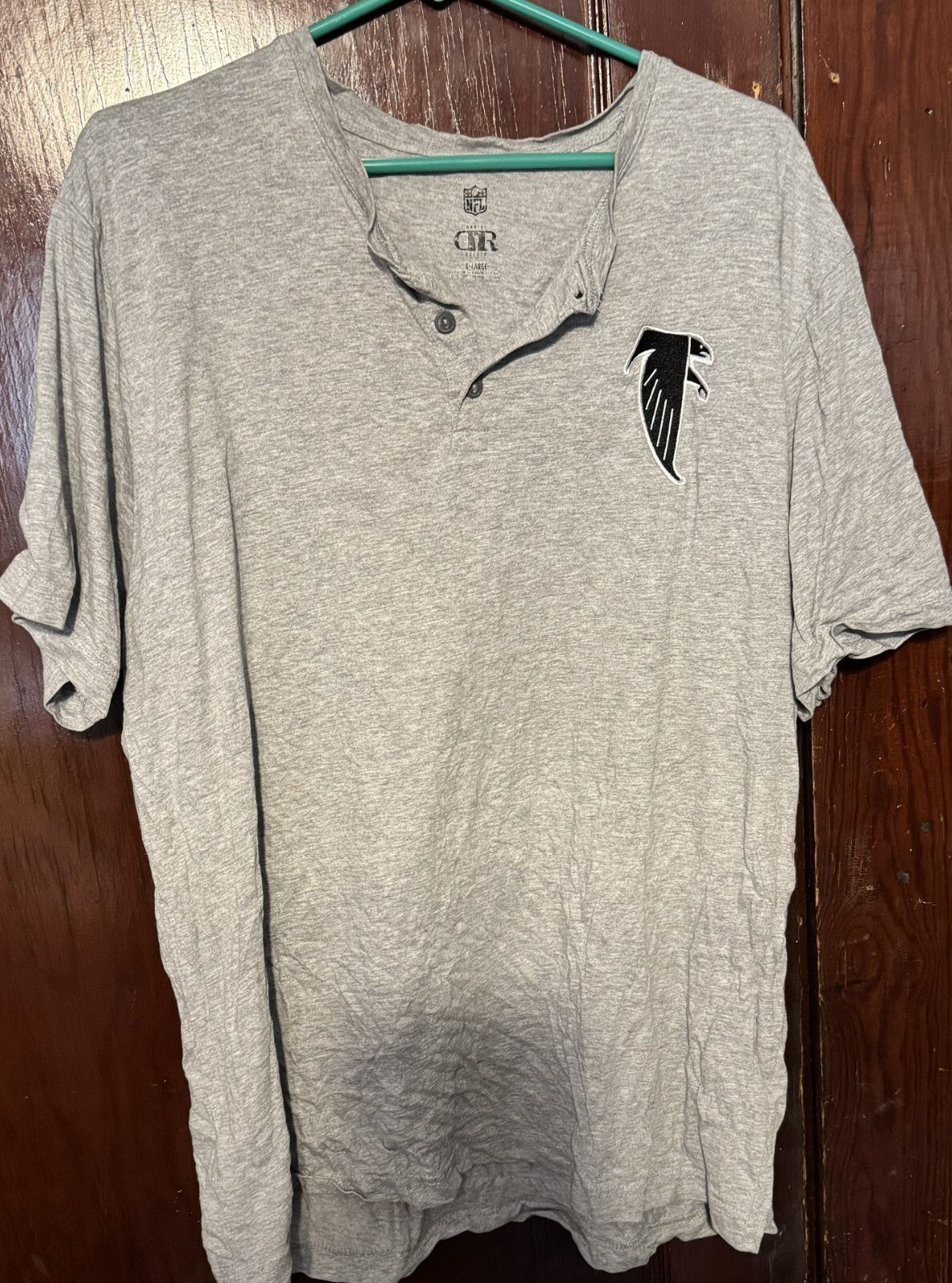 Atlanta Falcons S/S Vintage Logo Henley Men Sz XL Gray