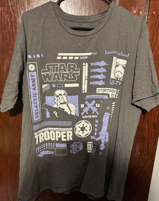 Star Wars Logo Storm Trooper T-Shirt Men's Size XL Gray