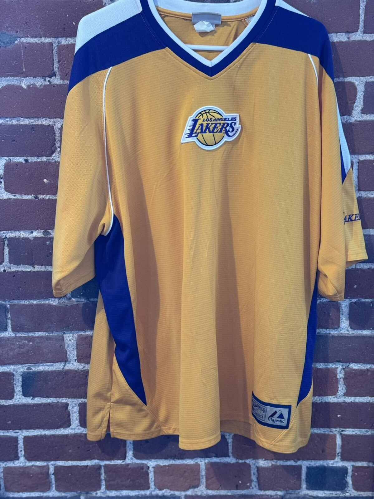 Los Angeles LA Lakers Majestic Shooting Shirt Men 2XL Yellow