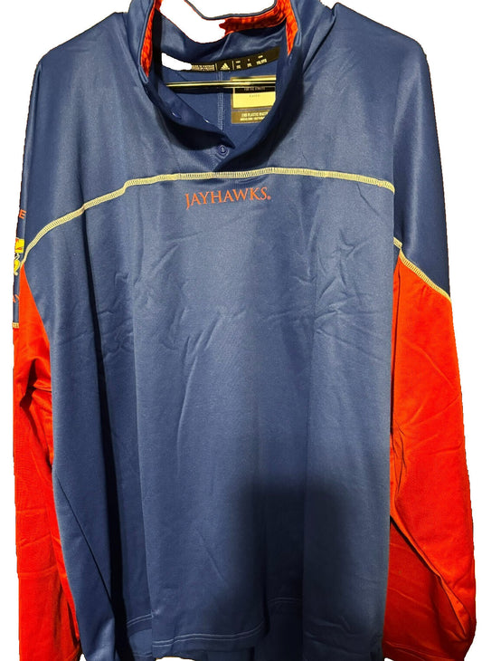 Kansas Jayhawks KU Adidas Track Jacket XXL Pullover Button Up NEW WITH TAGS