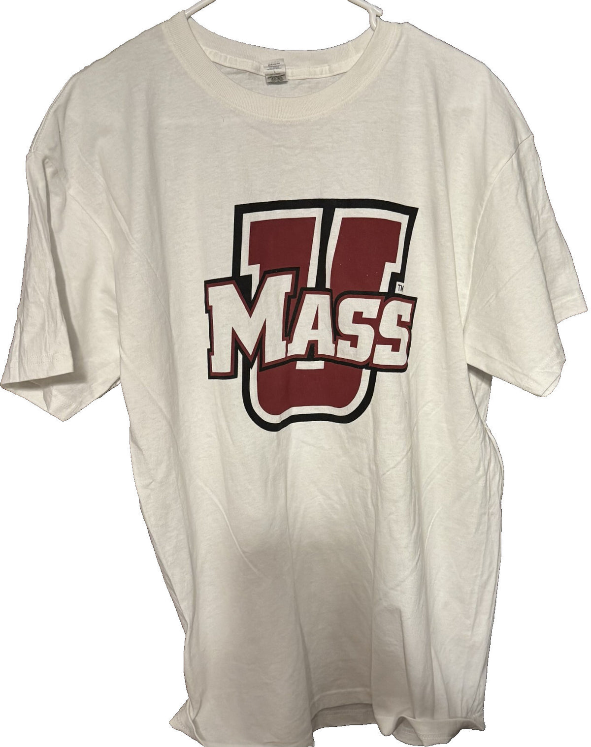UMass Minutemen Short Sleeve Logo T-shirt Men's L White NWOT