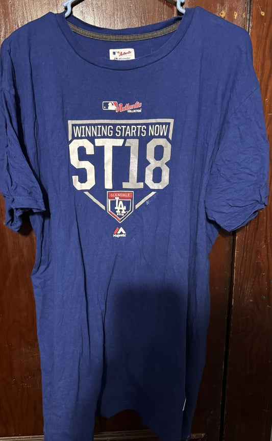 Los Angeles Dodgers Majestic 2018 Spring Training T-shirt Blue Men XL