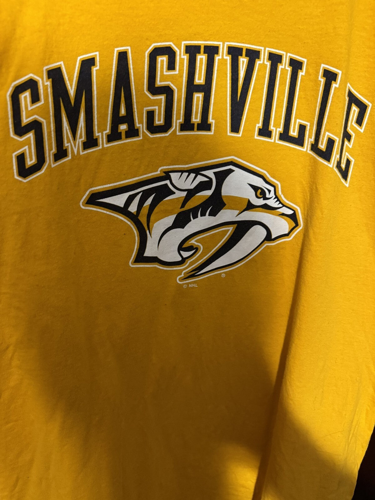 Nashville Predators Yellow Smashville T Shirt Men's Size L