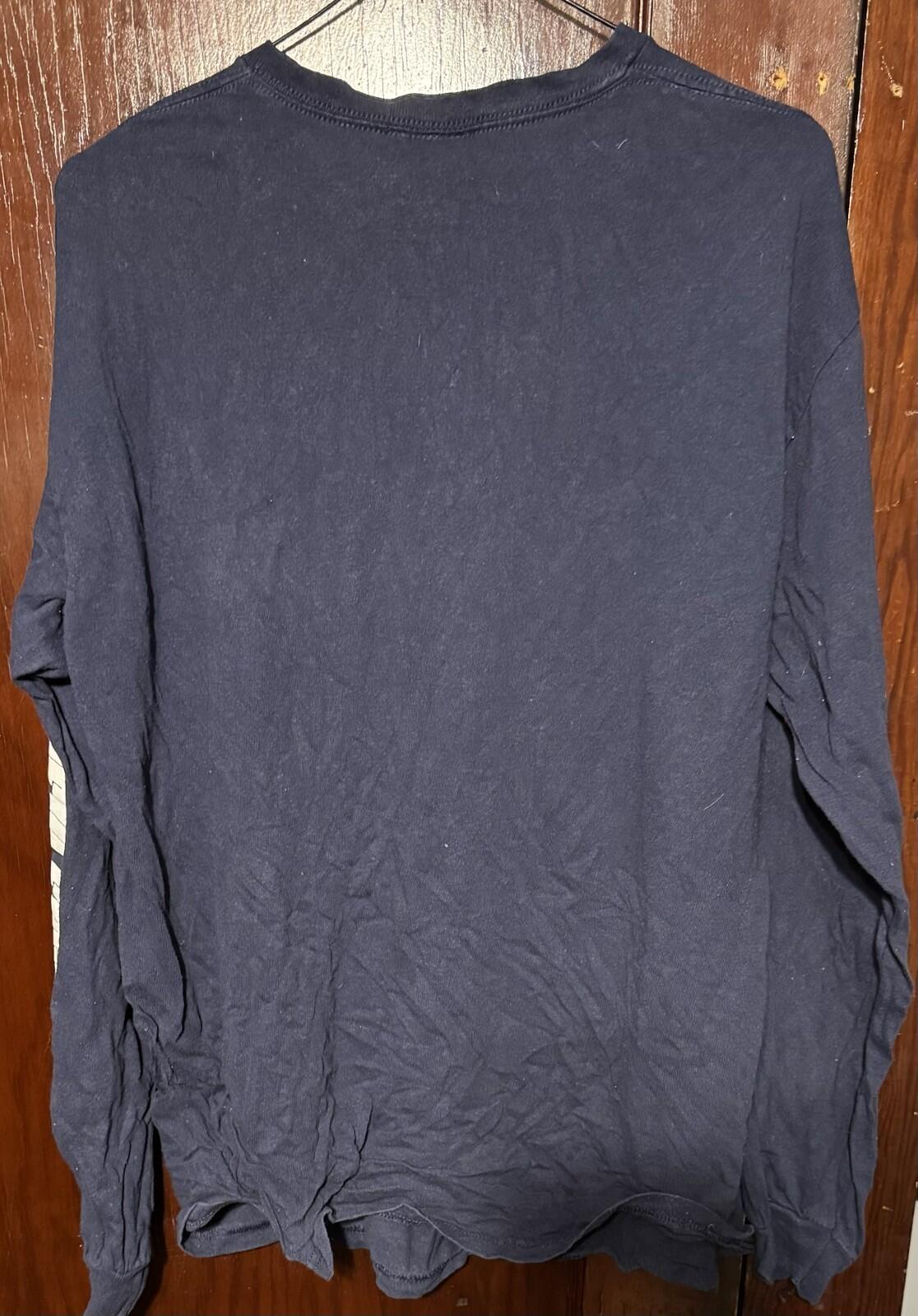 New England Patriots Long Sleeve T Shirt Men L Blue