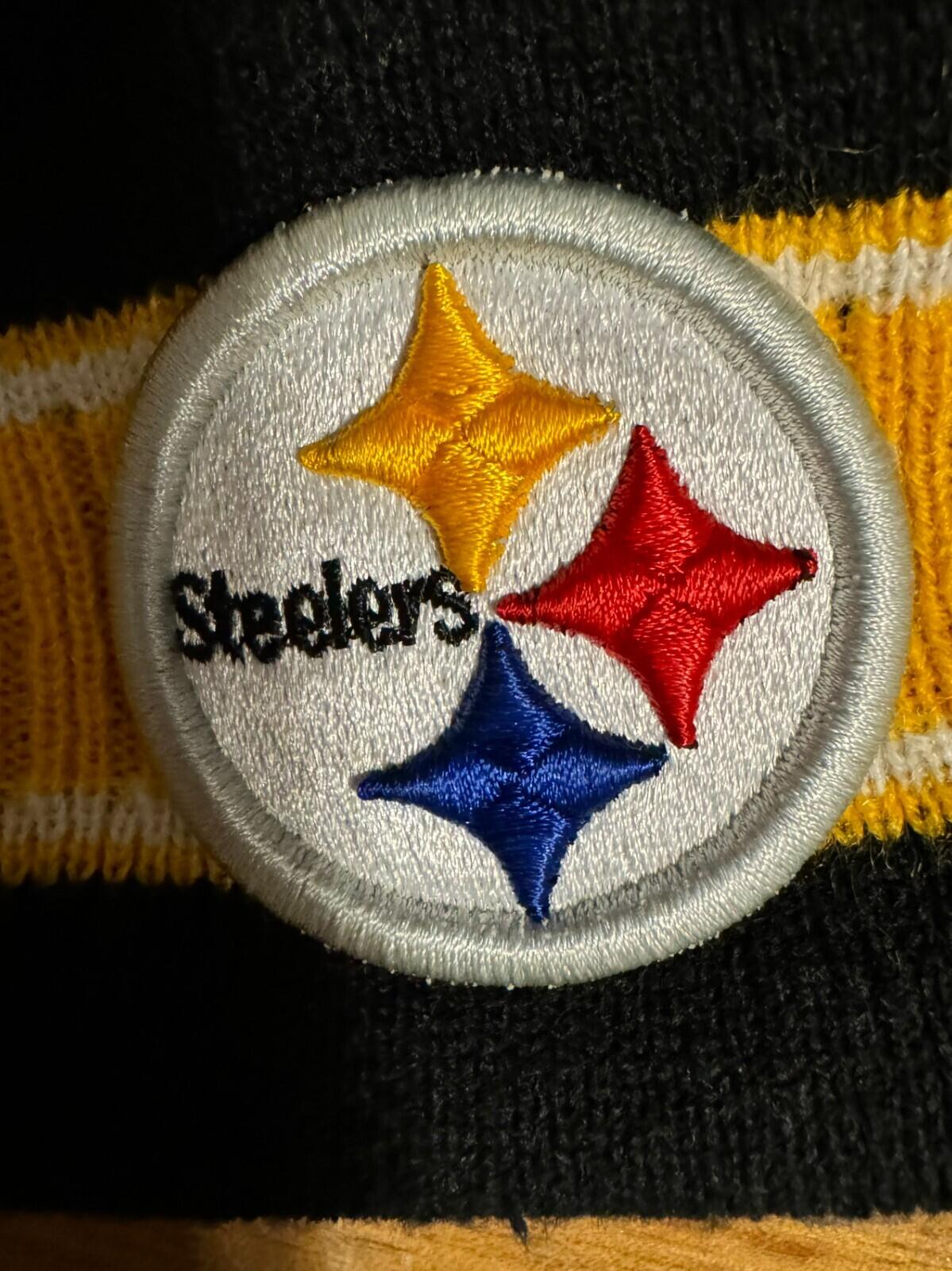 Pittsburgh Steelers Knit Beanie Hat Toque Black Raised Logo