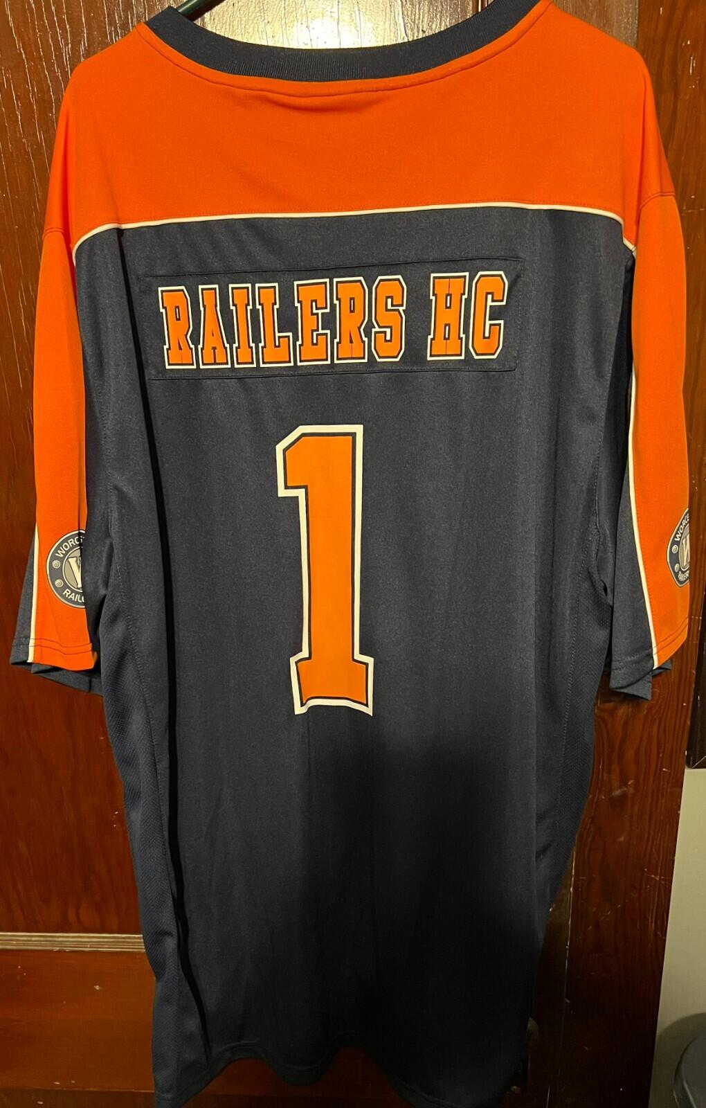 Worcester Railers Colosseum Football Blue Jersey Men Sz 2XL
