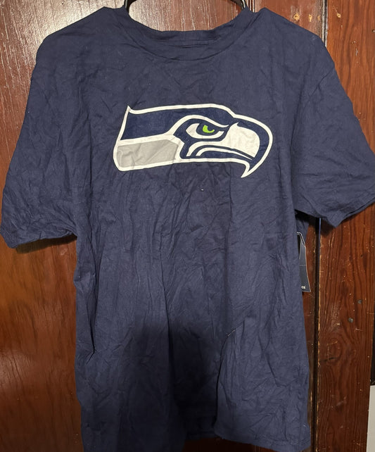 Seattle Seahawks Russell Wilson Mens Size L Blue T-Shirt NEW WITH TAGS