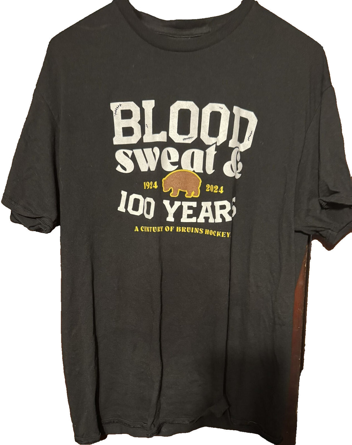 Boston Bruins 100 Years Black T-Shirt Men's Sz L (?)
