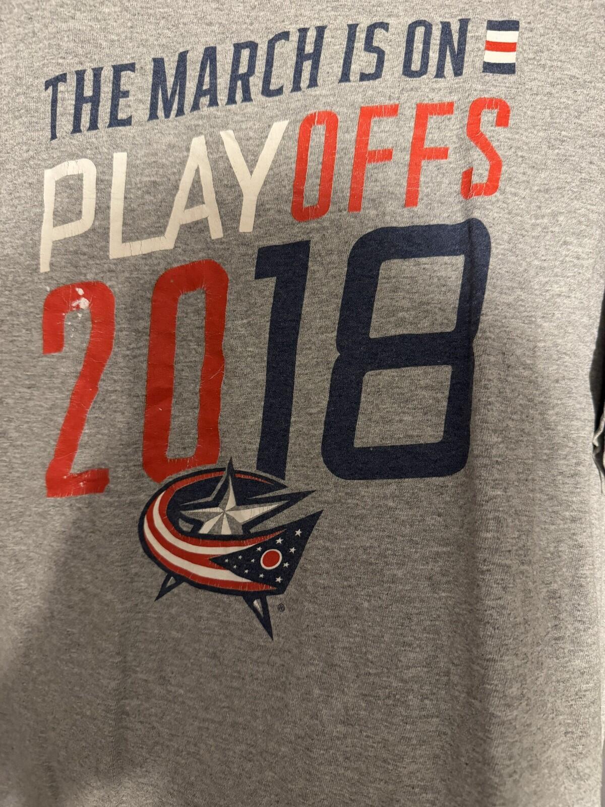 Columbus Blue Jackets 2018 Playoffs T-Shirt Gray Men Sz XL