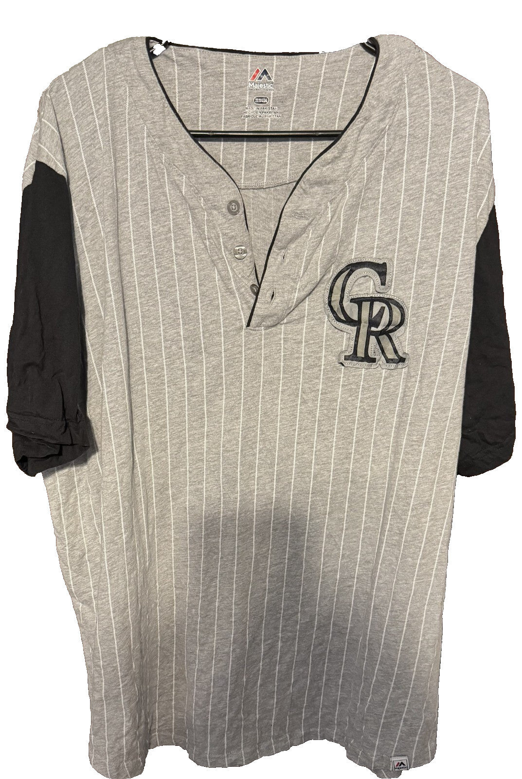 Colorado Rockies Majestic Henley Jersey Men's Sz 2XL Gray