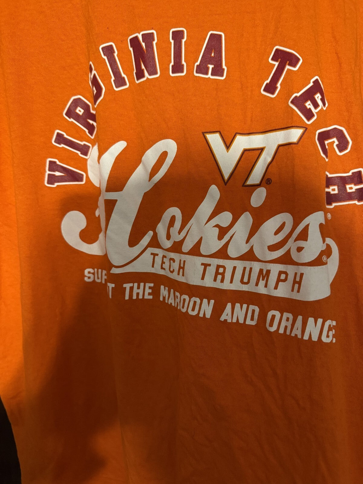 Virginia Tech Hokies Captivating Tee Shirt Orange Men Size L