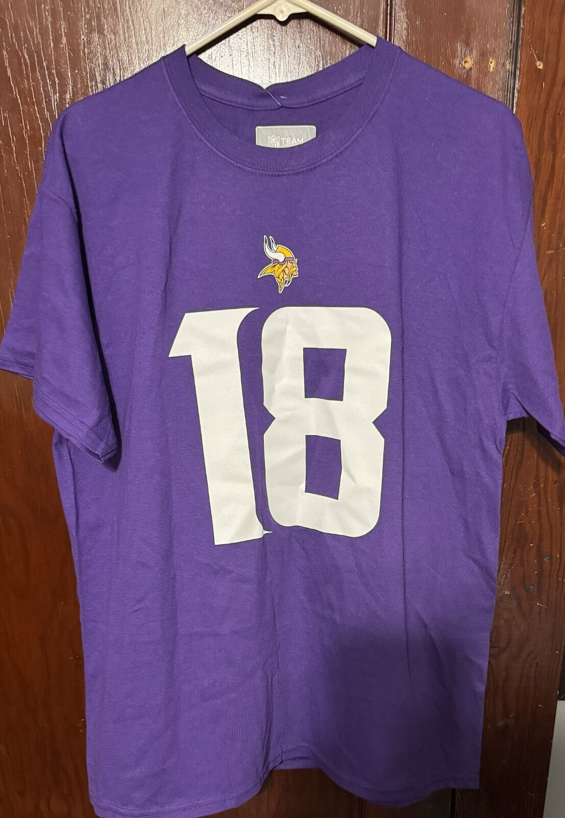 Minnesota Vikings Justin Jefferson #18 Purple Player T Shirt Men's Size L NWT