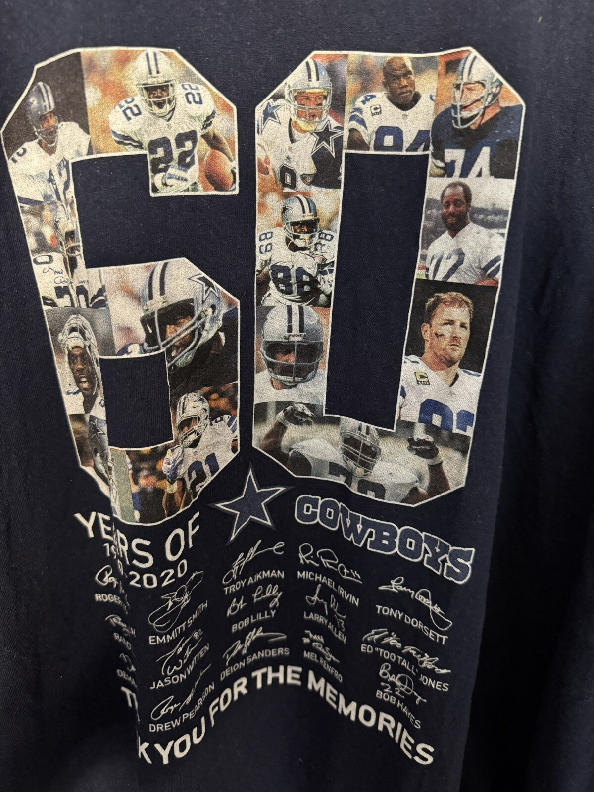 Dallas Cowboys Vintage 60th Anniversary Tee Blue Men Sz 3XL