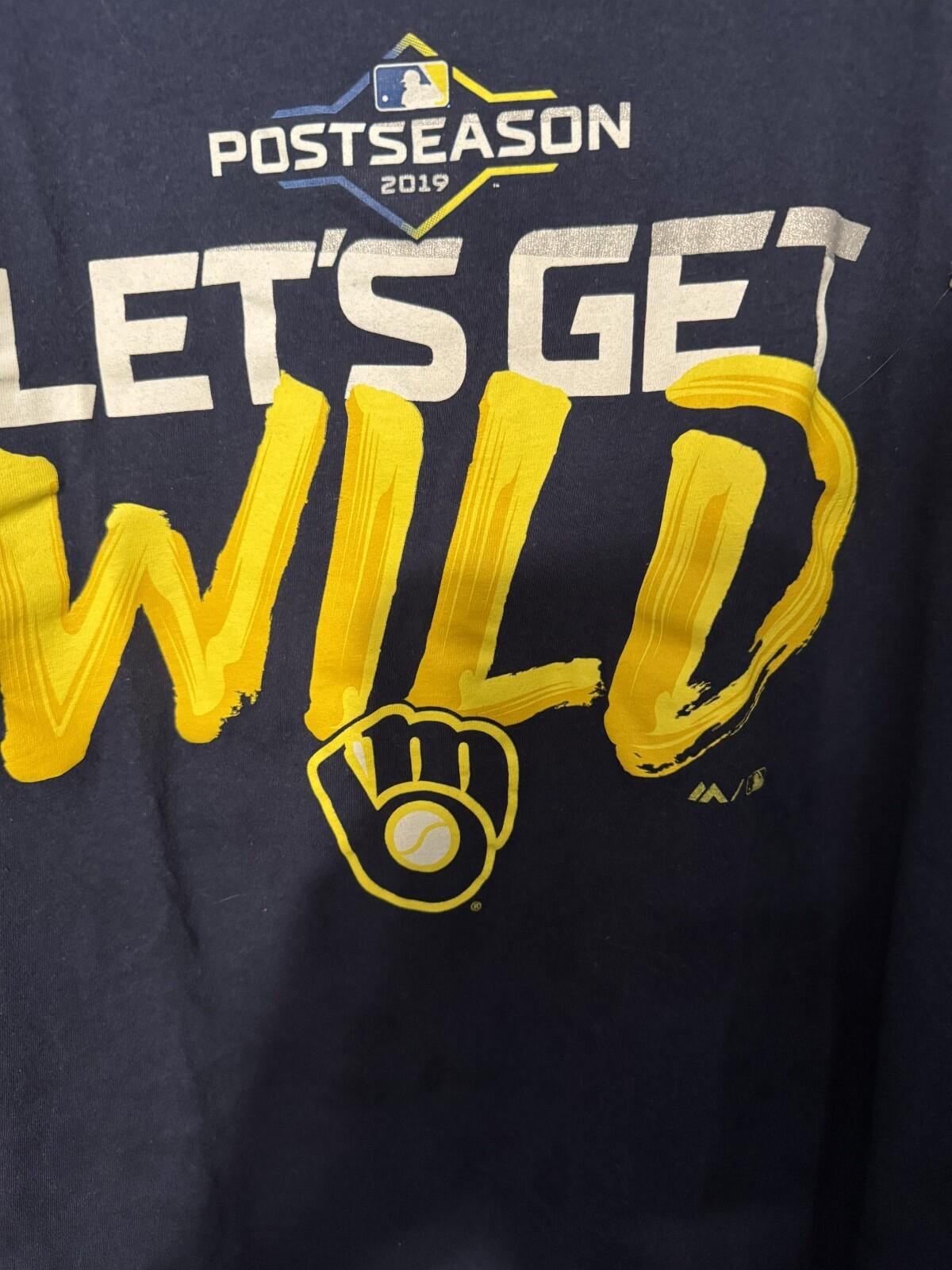 Milwaukee Brewers 2019 Playoffs Blue T-Shirt Men Sz M