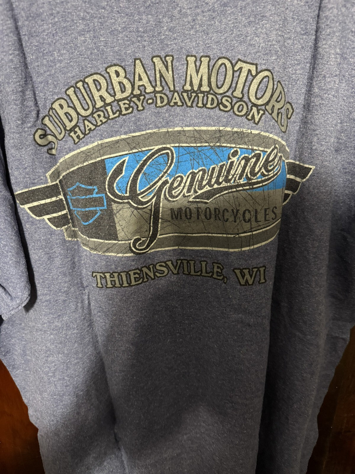 Harley-Davidson of Thiensville WI Vintage T Shirt Men's Sz XL Blue H-D