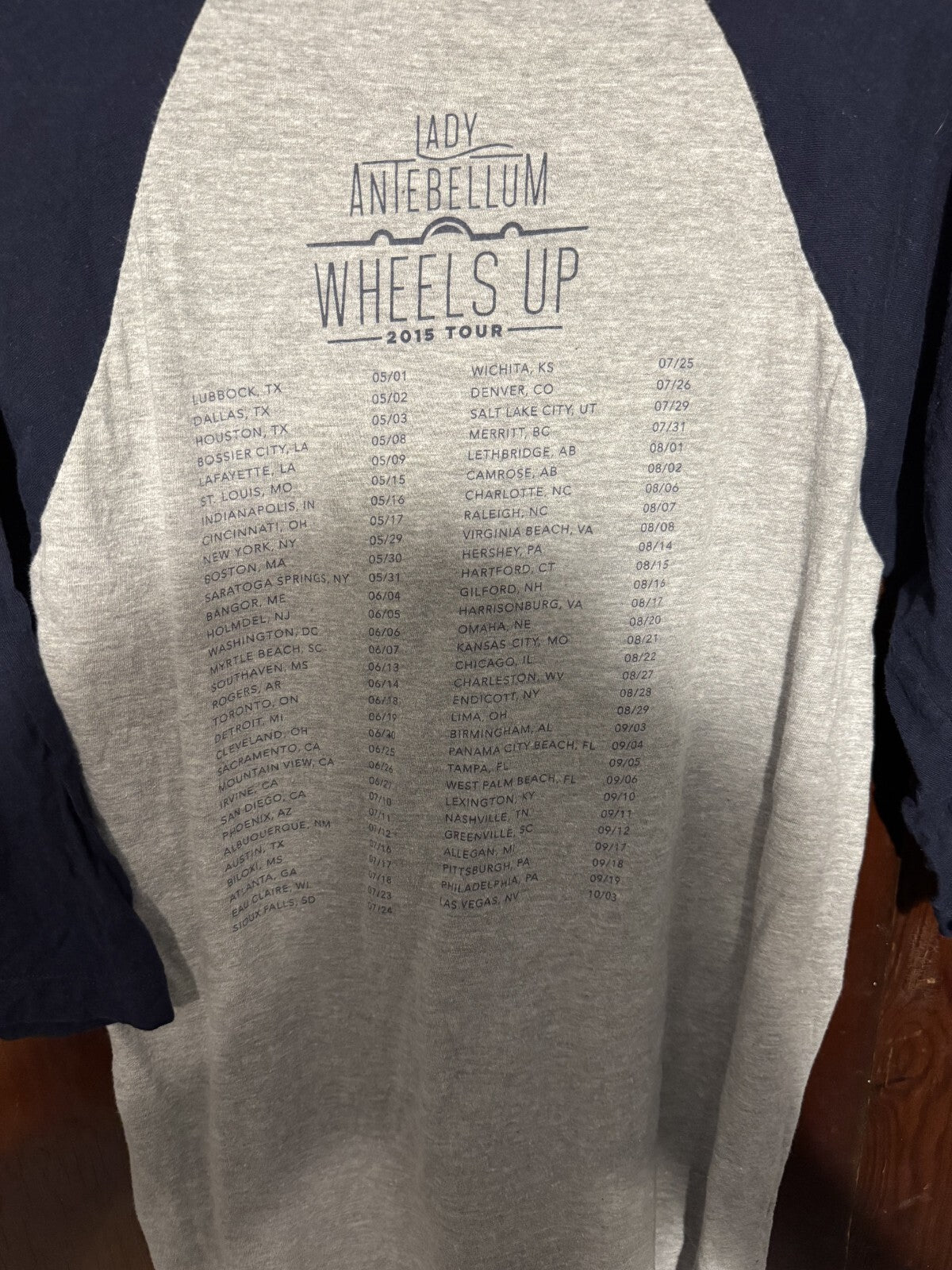 Lady Antebellum 2015 Raglan Concert t-shirt Black Men size S