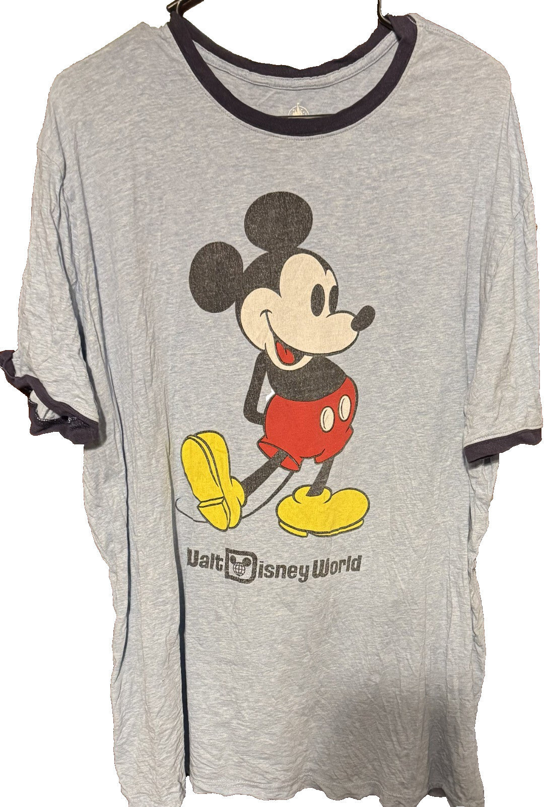 Mickey Mouse Disney Ringer T-Shirt Blue Men's Size XL