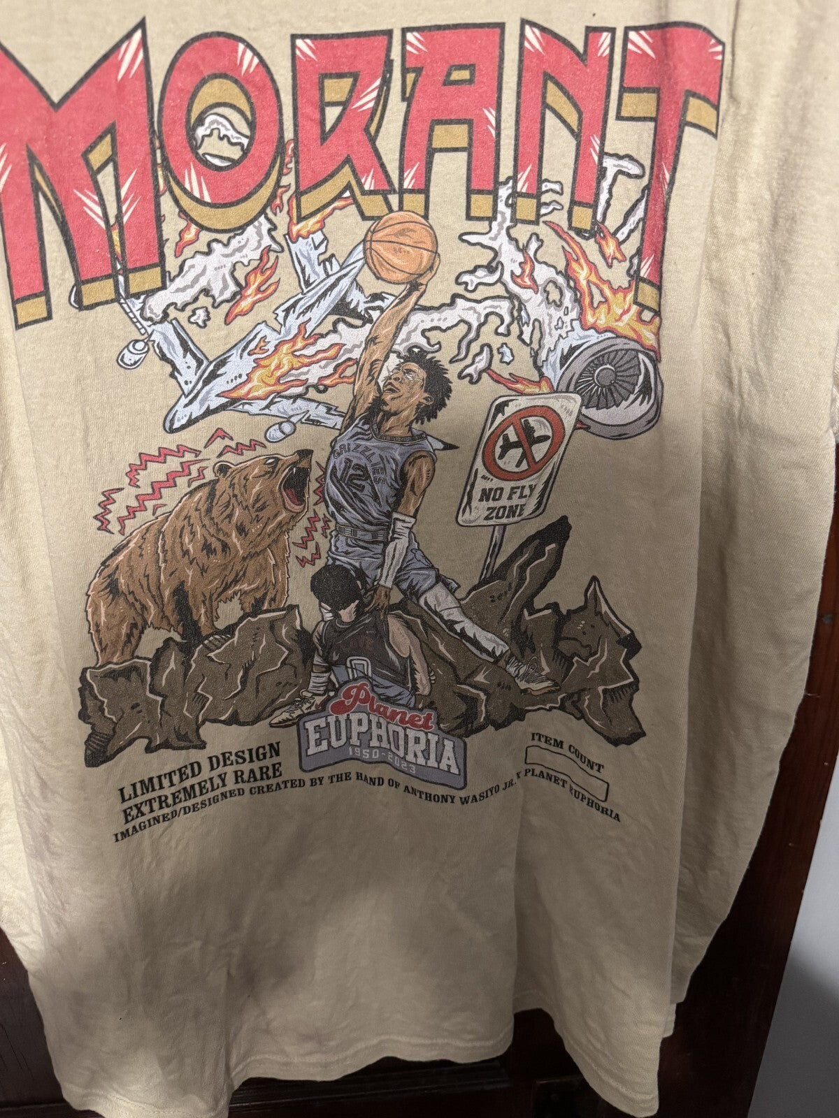 Memphis Grizzlies Cream Ja Morant S/S Tee Men's sz XL
