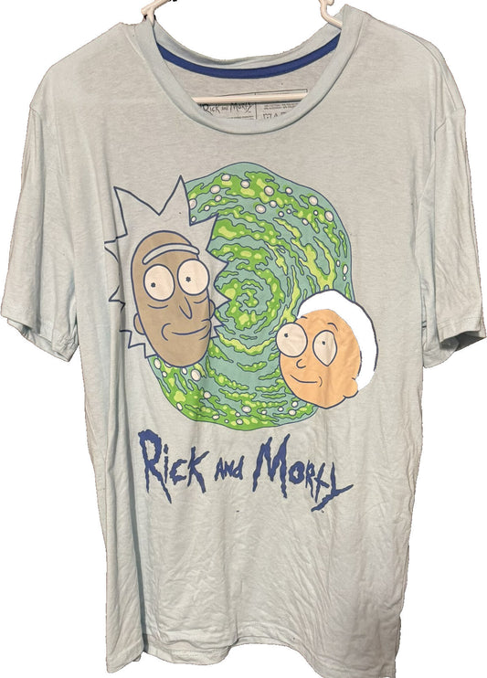 Rick and Morty Logo T Shirt Men's Size L Blue